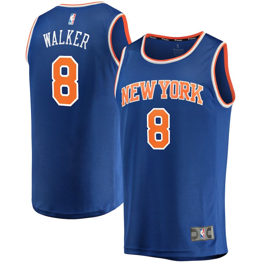 Men New York Knicks #8 Kemba Walker Fanatics Branded Blue 2022-23 Fast Break Replica NBA Jersey
